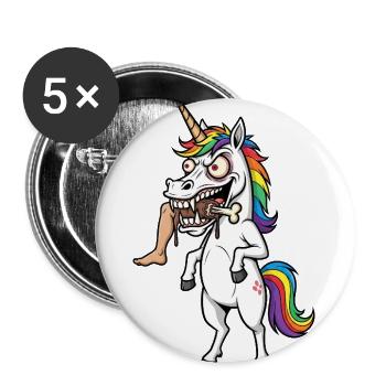 Crazy Unicorn – BITE TO FALL OVER! - Buttons large 2.2''/56 mm (5-pack) - white - Front