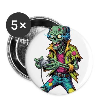 Zombie Gamer: Funny & Retro Gaming Fan Design - Buttons large 2.2''/56 mm (5-pack) - white - Front
