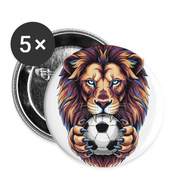 Lion on the ball: King of the lawn! - Buttons large 2.2''/56 mm (5-pack) - white - Front