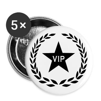 01 VIP Stern Lorbeerkranz Lorbeer - Buttons groß 56 mm (5er Pack) - Weiß - Vorne