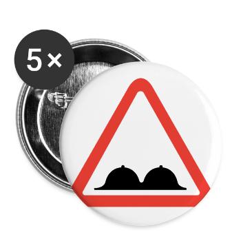 warning boobs - Buttons large 2.2''/56 mm (5-pack) - white - Front