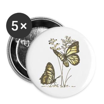 Papillons - Lot de 5 grands badges (56 mm) - blanc - Devant