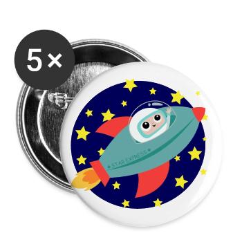 Rocket Astronaut Space - Buttons large 2.2''/56 mm (5-pack) - white - Front