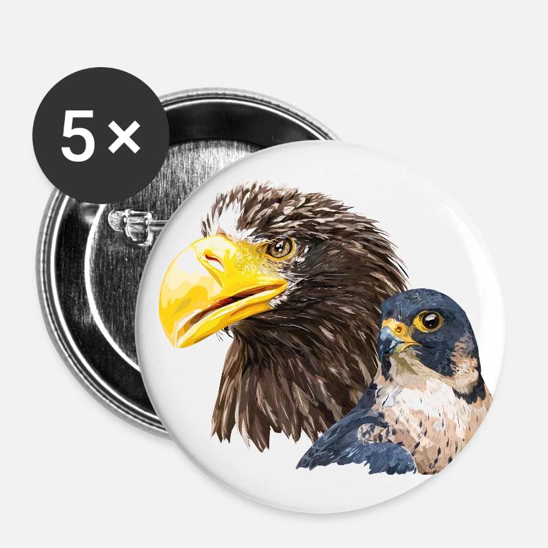 Giant pigargo and peregrine falcon - Buttons large 2.2''/56 mm (5-pack) - white