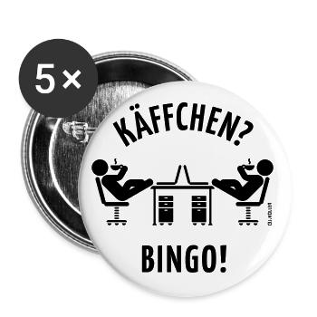 Käffchen Bingo (Baumann Klausen Clausen Kaffee V1) - Buttons groß 56 mm (5er Pack) - Weiß - Vorne