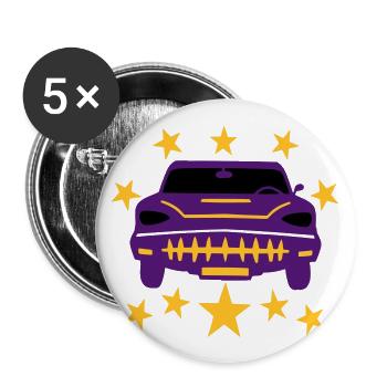 Car with stars, car, custom tricolor - Buttons large 2.2''/56 mm (5-pack) - white - Front