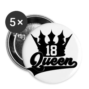 QUEEN 18. GEBURTSTAG 2005 - Buttons groß 56 mm (5er Pack) - Weiß - Vorne