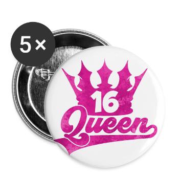 REINE 16ÈME ANNIVERSAIRE SWEET 16 FILLES - Lot de 5 grands badges (56 mm) - blanc - Devant