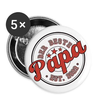 Der Beste Papa 2022 - Buttons groß 56 mm (5er Pack) - Weiß - Vorne