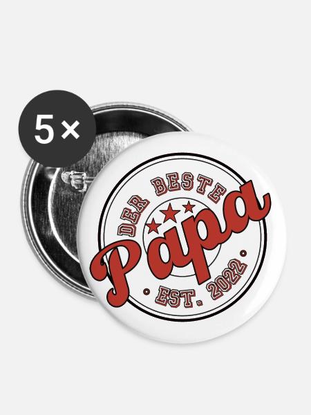 Der Beste Papa 2022 - Buttons groß 56 mm (5er Pack) - Weiß