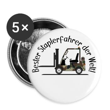Staplerfahrer Armee bester Staplerfahrer der Welt - Buttons groß 56 mm (5er Pack) - Weiß - Vorne
