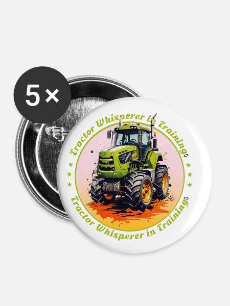 Traktorflüsterer in der Ausbildung - Buttons groß 56 mm (5er Pack) - Weiß