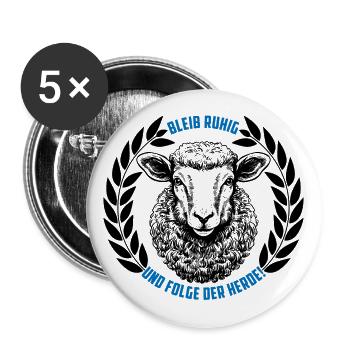 Schaf bleib ruhig und folge der Herde - Buttons groß 56 mm (5er Pack) - Weiß - Vorne