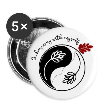Modern & stylish "In Harmony with myself" - Buttons large 2.2''/56 mm (5-pack) - white - Front