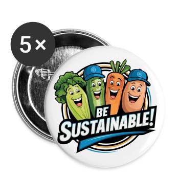 Durabilité Les drôles de légumes sont heureux pour les légumes - Lot de 5 grands badges (56 mm) - blanc - Devant
