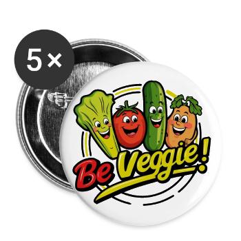 Sustainability Funny vegetables are happy for veggies - Buttons large 2.2''/56 mm (5-pack) - white - Front