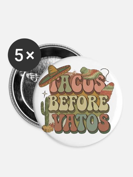 Tacos - Buttons groß 56 mm (5er Pack) - Weiß