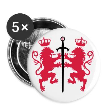 2 Loewen + sword crown heraldic animals 2c - Buttons large 2.2''/56 mm (5-pack) - white - Front