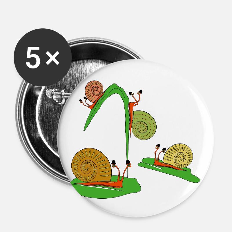 snails in the garden - Buttons large 2.2''/56 mm (5-pack) - white