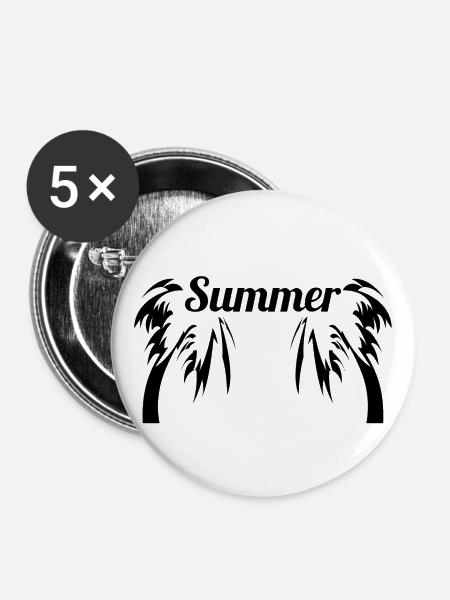 Summer Palmen - Buttons groß 56 mm (5er Pack) - Weiß