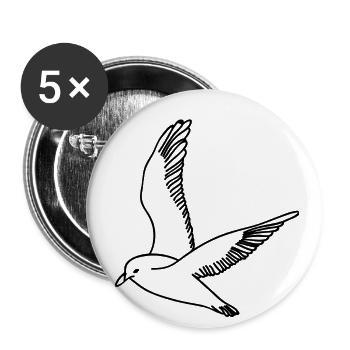 Möwe - Buttons groß 56 mm (5er Pack) - Weiß - Vorne