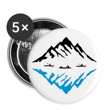 Berg und Kanus, Spiegelung - Buttons groß 56 mm (5er Pack) - Weiß - Vorne