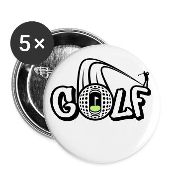 Golf Style - Lot de 5 grands badges (56 mm) - blanc - Devant