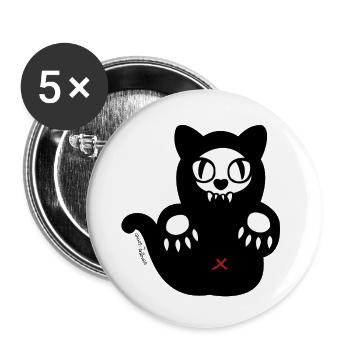 Ghost Cat - Buttons large 2.2''/56 mm (5-pack) - white - Front