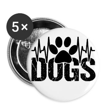 DOGS Paw Dogs Heartbeat - Buttons large 2.2''/56 mm (5-pack) - white - Front