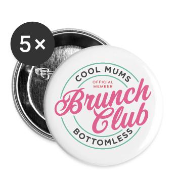 Cool Mums Brunch Club - Buttons groß 56 mm (5er Pack) - Weiß - Vorne