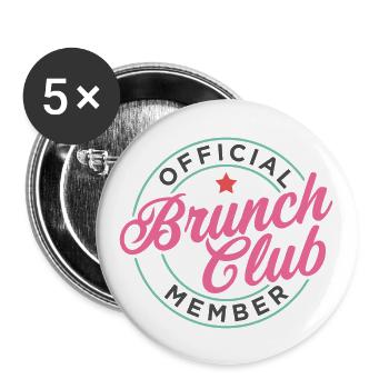 Offizielles Mitglied des Brunch Clubs - Buttons groß 56 mm (5er Pack) - Weiß - Vorne