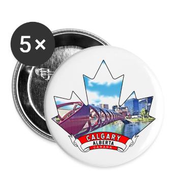 Calgary, Alberta, Kanada Maple Leaf - Buttons groß 56 mm (5er Pack) - Weiß - Vorne