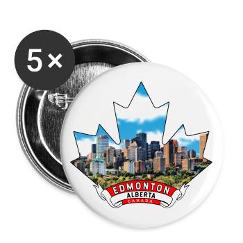 Edmonton, Alberta Canada Feuille d’érable - Lot de 5 grands badges (56 mm) - blanc - Devant