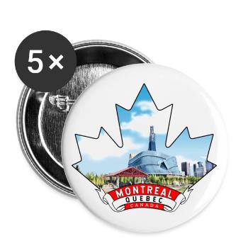 Montréal, Québec Canada Feuille d’érable - Lot de 5 grands badges (56 mm) - blanc - Devant