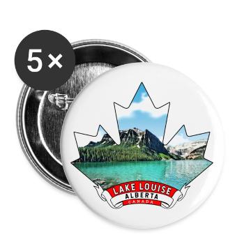 Lake Louise, Alberta Canada Maple Leaf - Buttons large 2.2''/56 mm (5-pack) - white - Front