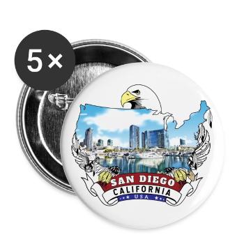 San Diego, Kalifornien USA Weißkopfseeadler - Buttons groß 56 mm (5er Pack) - Weiß - Vorne