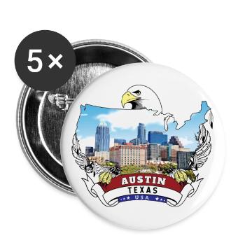 Austin, Texas, États-Unis Pygargue à tête blanche - Lot de 5 grands badges (56 mm) - blanc - Devant