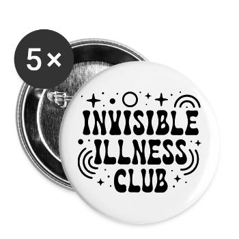 Unsichtbare Behinderungs-Club-Krankheit - Buttons groß 56 mm (5er Pack) - Weiß - Vorne