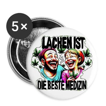 Laughter is the best medicine - Buttons large 2.2''/56 mm (5-pack) - white - Front