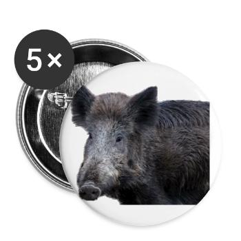 Sanglier Sanglier Porc Truie Cochon - Lot de 5 grands badges (56 mm) - blanc - Devant
