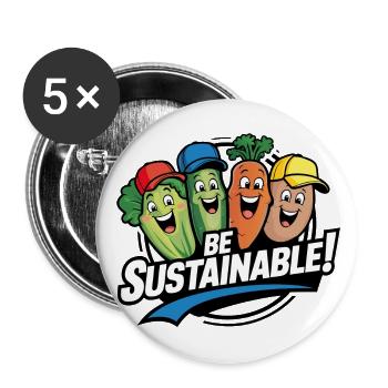Sustainability Funny vegetables are happy for veggies - Buttons large 2.2''/56 mm (5-pack) - white - Front
