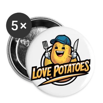 Funny Potato with Baseball Cap Vegan Vegetarian - Buttons large 2.2''/56 mm (5-pack) - white - Front