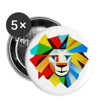 Abstrakter Löwe (Kopf, Bunt) - Buttons groß 56 mm (5er Pack) - Weiß - Vorne