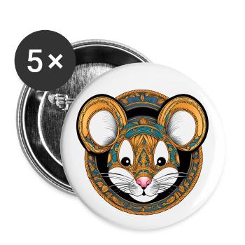 Eine Maus im Einsatz - Buttons groß 56 mm (5er Pack) - Weiß - Vorne