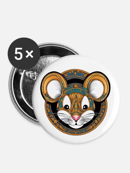 Eine Maus im Einsatz - Buttons groß 56 mm (5er Pack) - Weiß
