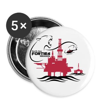 Forties Oil Rig Platform North Sea Aberdeen - Buttons large 2.2''/56 mm (5-pack) - white - Front
