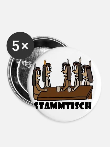 Stammtisch schwarz - Buttons groß 56 mm (5er Pack) - Weiß