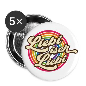 Schweizerdeutsch Liebe ist Liebe LGBT Regenbogen - Buttons groß 56 mm (5er Pack) - Weiß - Vorne