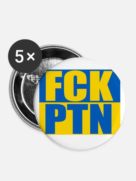 FCK PTN - Buttons groß 56 mm (5er Pack) - Weiß