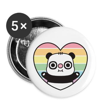 Cute Panda Rainbow Heart - Buttons large 2.2''/56 mm (5-pack) - white - Front